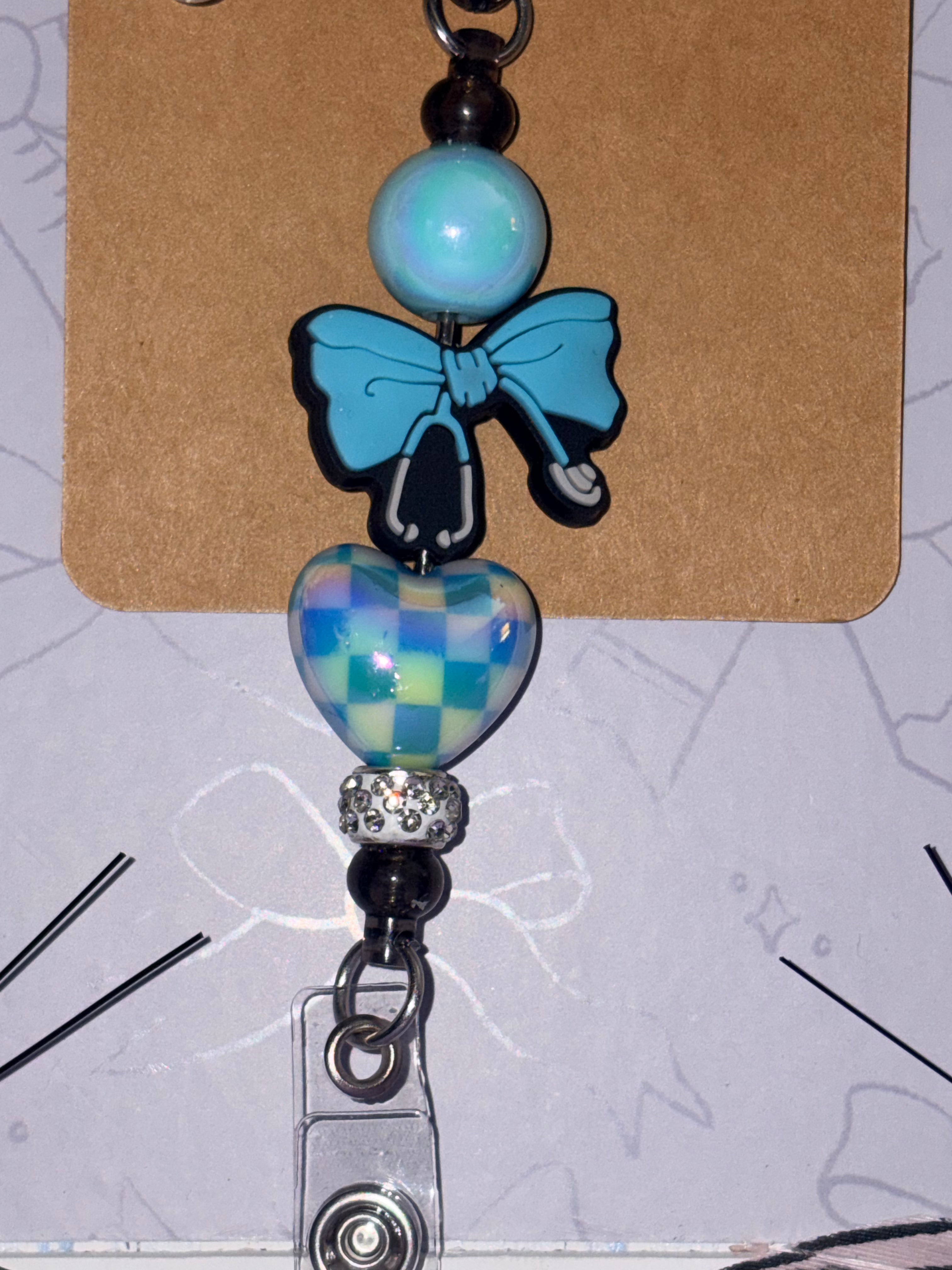 Leopard Print Nurse Stethoscope Beaded Badge Reel