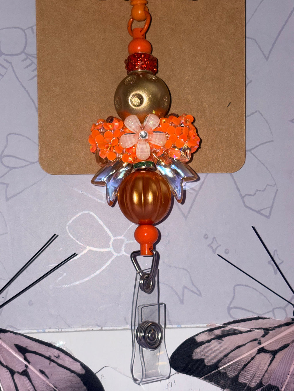 Autumn Girl Beaded Badge Reel