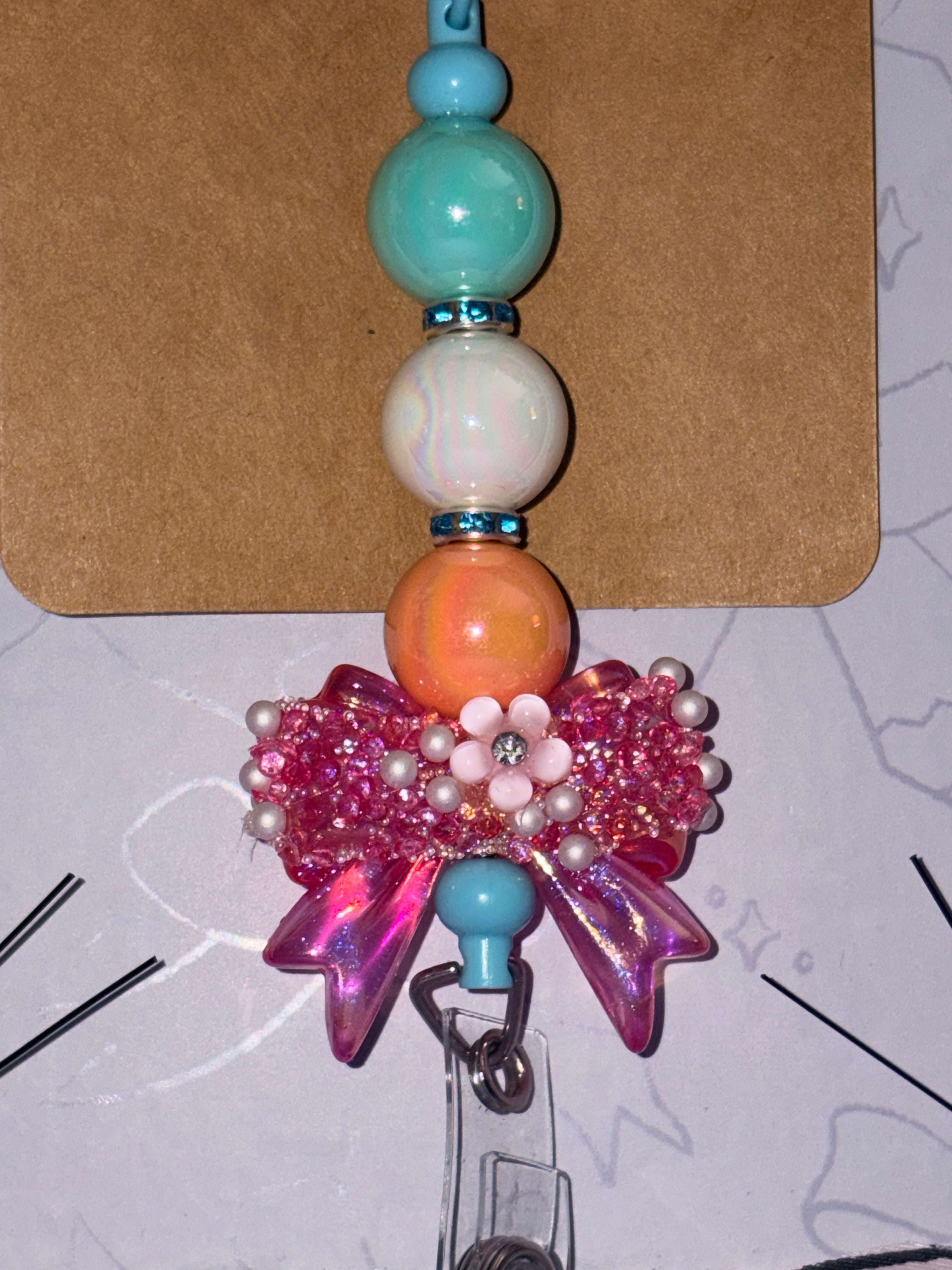 Nurse Life Bow Beaded Badge Reel