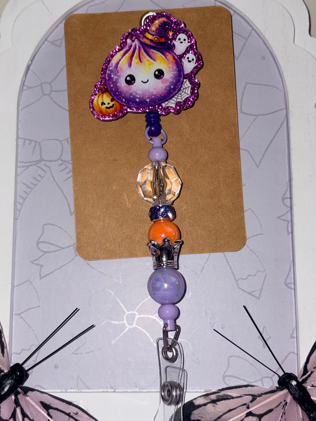 Halloween Kawaii Dumpling Beaded Badge Reel