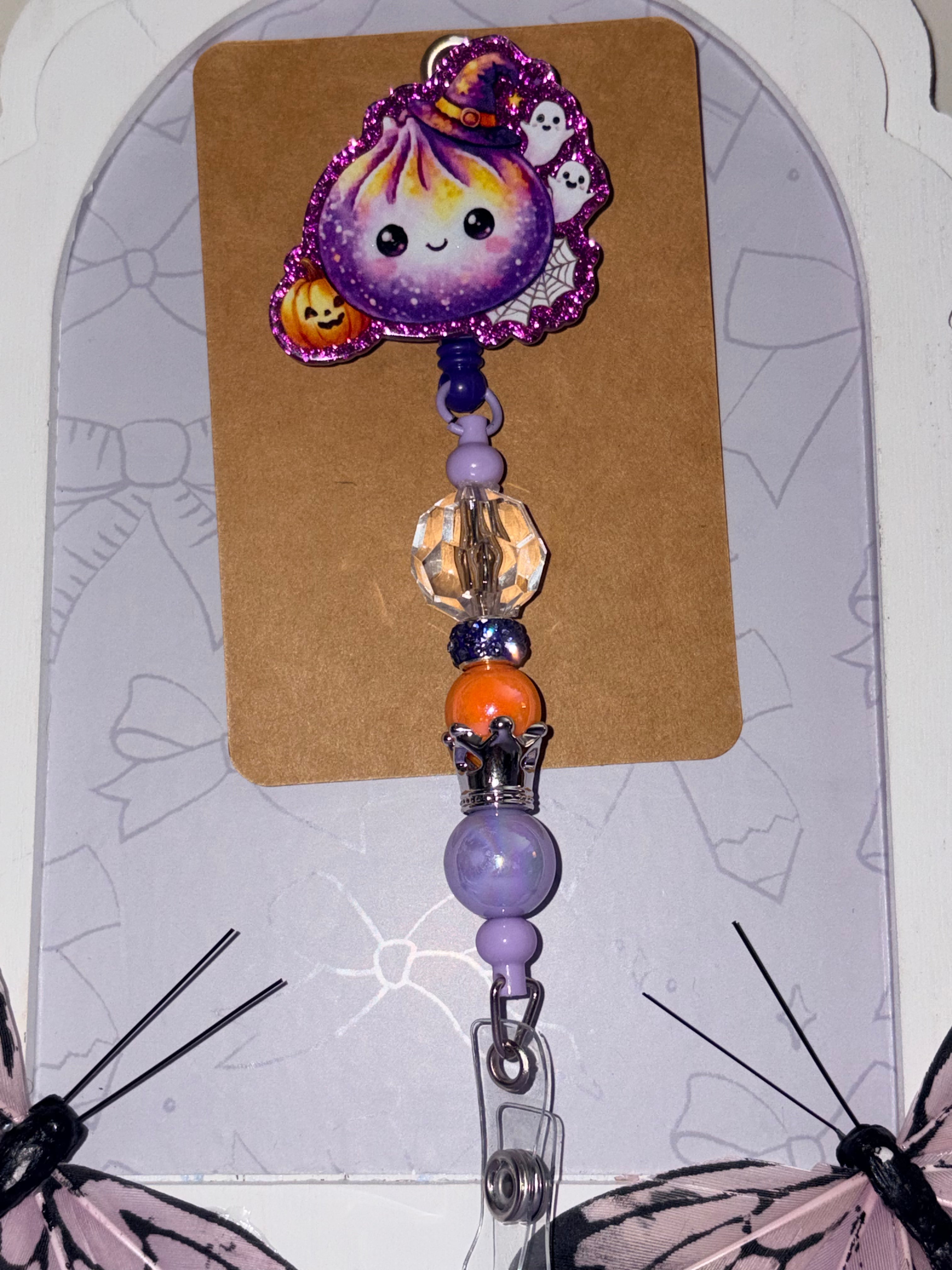 Halloween Kawaii Dumpling Beaded Badge Reel