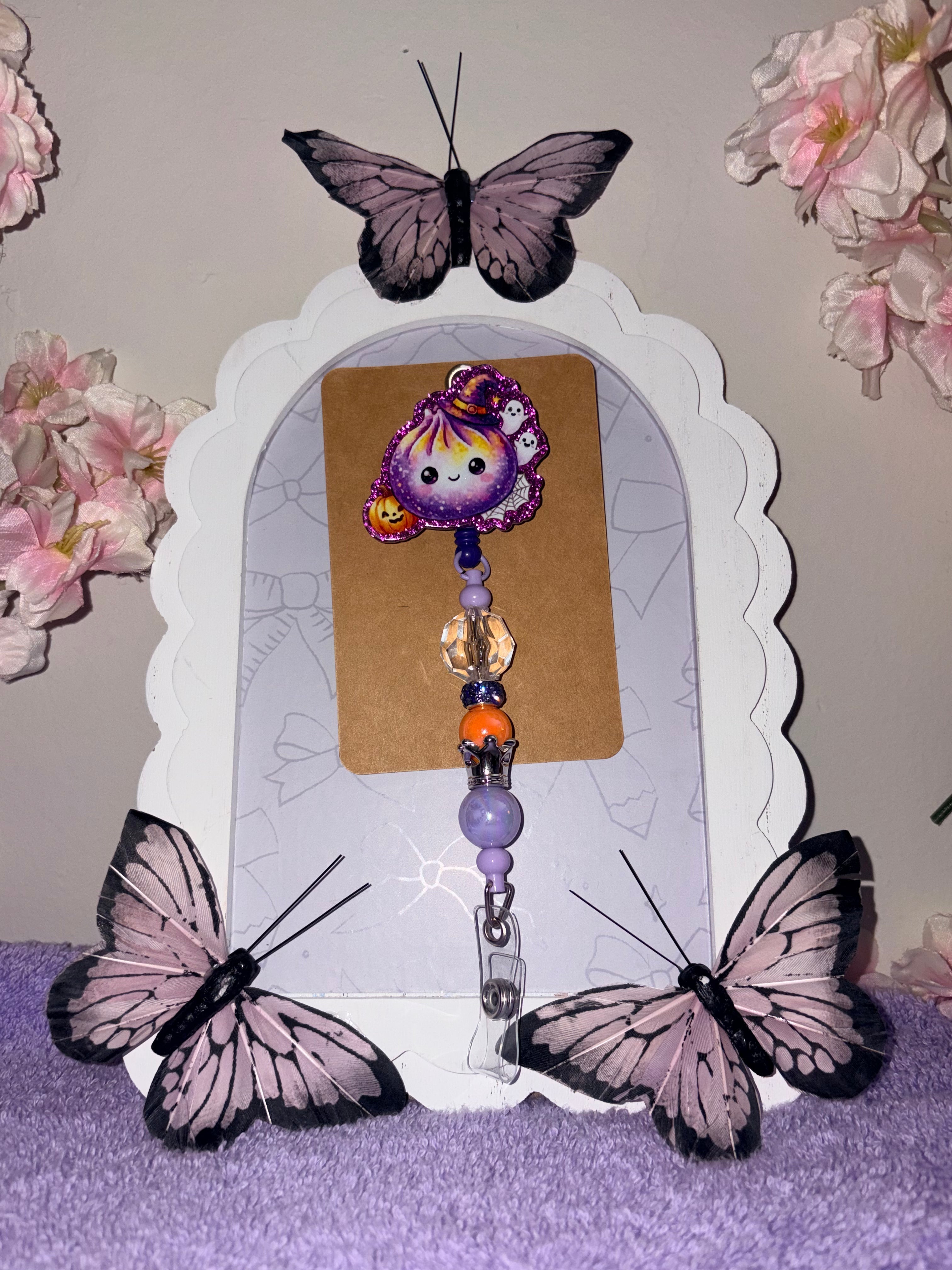 Halloween Kawaii Dumpling Beaded Badge Reel