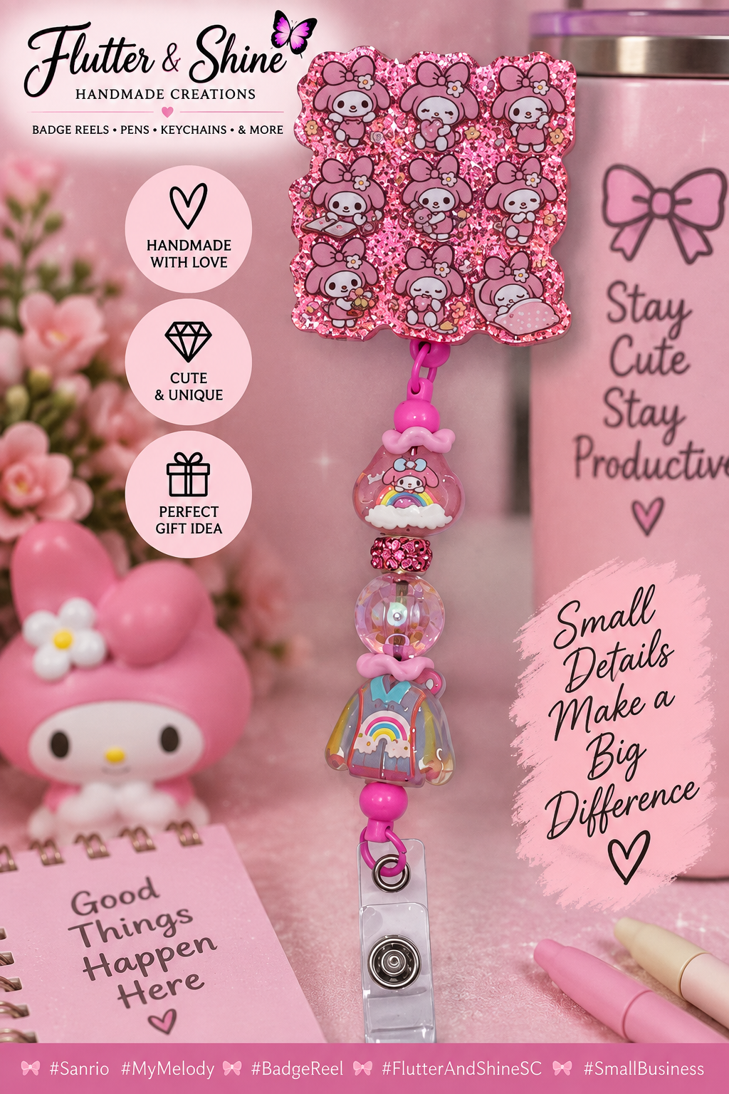 My Melody Beaded Badge Reel – Sanrio Collection
