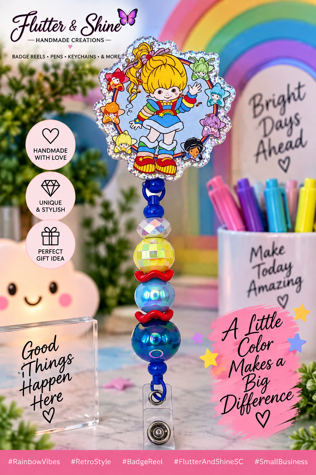 Rainbow Brite Beaded Badge Reel – Retro Vibes Collection