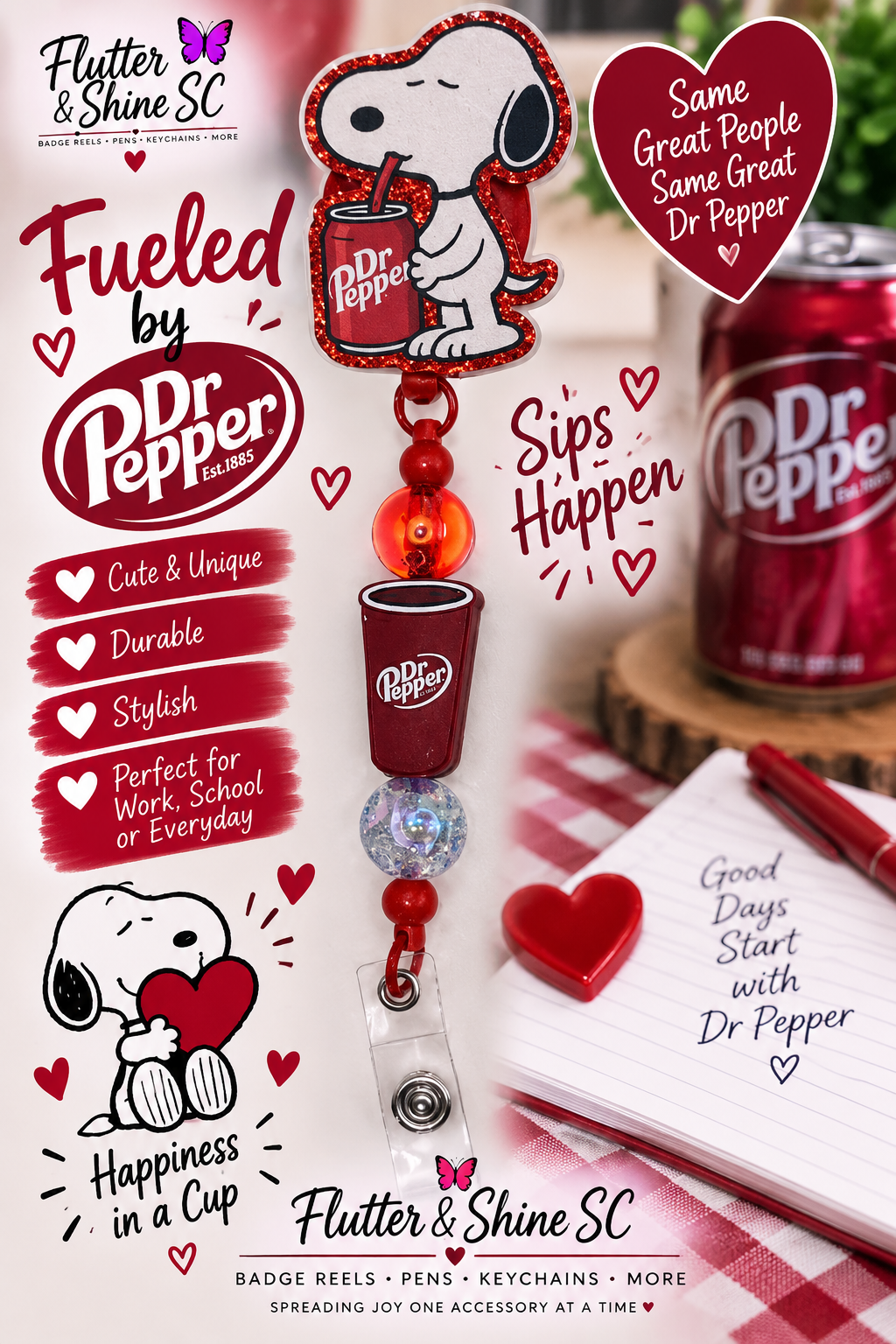 Fueled by Dr Pepper Snoopy Badge Reel