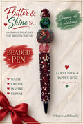 Merida Themed Beaded Bling Pen – Burgundy, Green & Pink