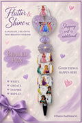 Disney Princess Themed beaded pen with lavender glitter heart featuring princesses, lavender decorative beads, white mixed-princess barrel, sparkling accents, and dark pointed tip.